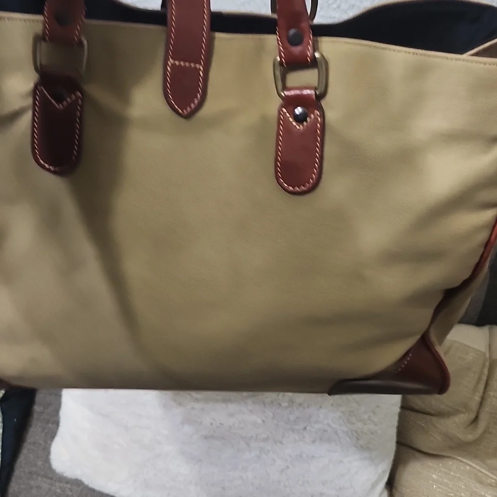 Ettinger London Tote Bag Tan/Brown Canvas/Leather Large